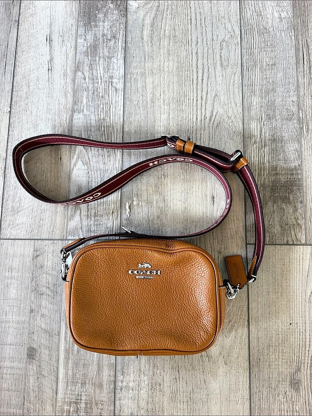 Coach Mini Crossbody Bag in Refined Pebbled Brown Leather